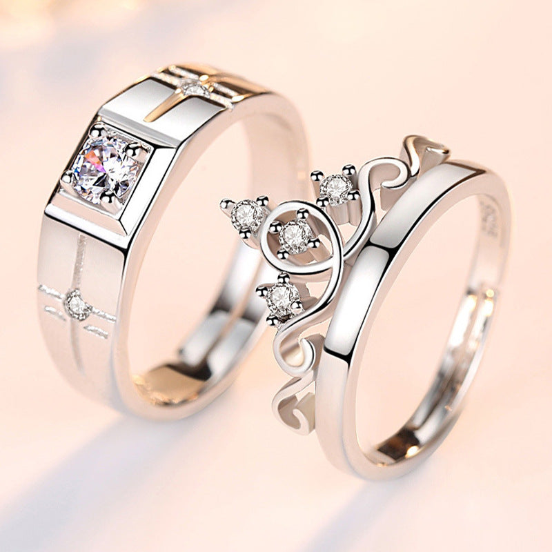 Women's & Men's Couple Simulation Diamond Opening Zircon Classic Rings