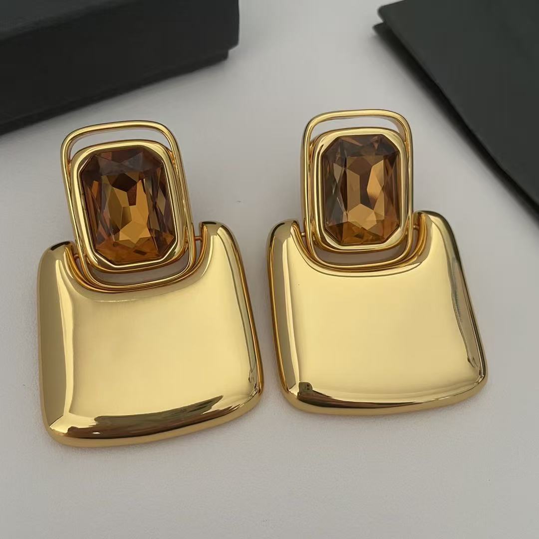 Niche Geometric Square Personality Retro Song Earrings