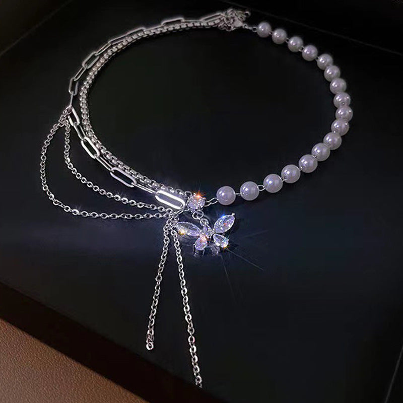 Women's Stitching Heart Clavicle Chain Light Luxury Necklaces