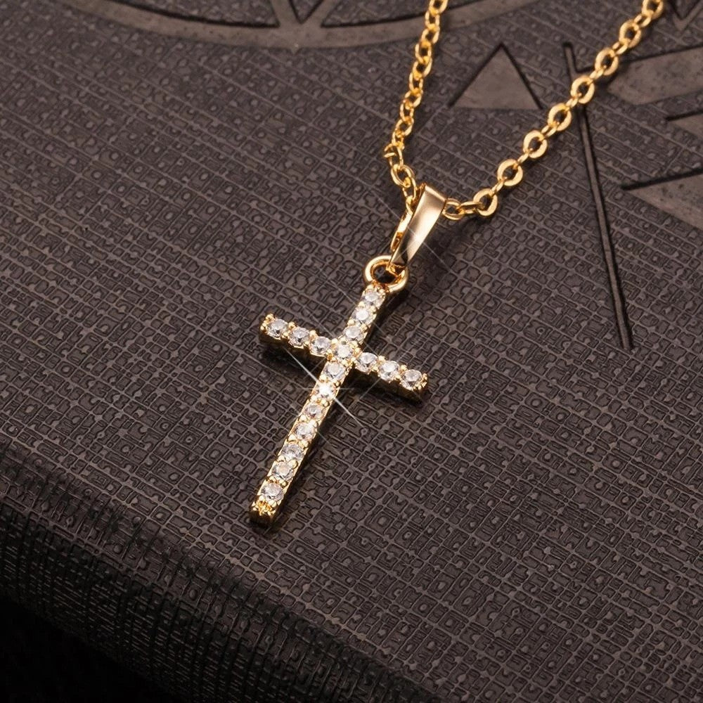Creative Inlaid Rhinestone Cross With Diamond Fashion Jewelry Set