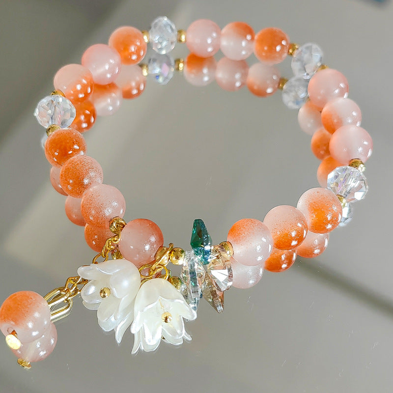 Two-color Lily Female Temperament Small Crystal Bracelet