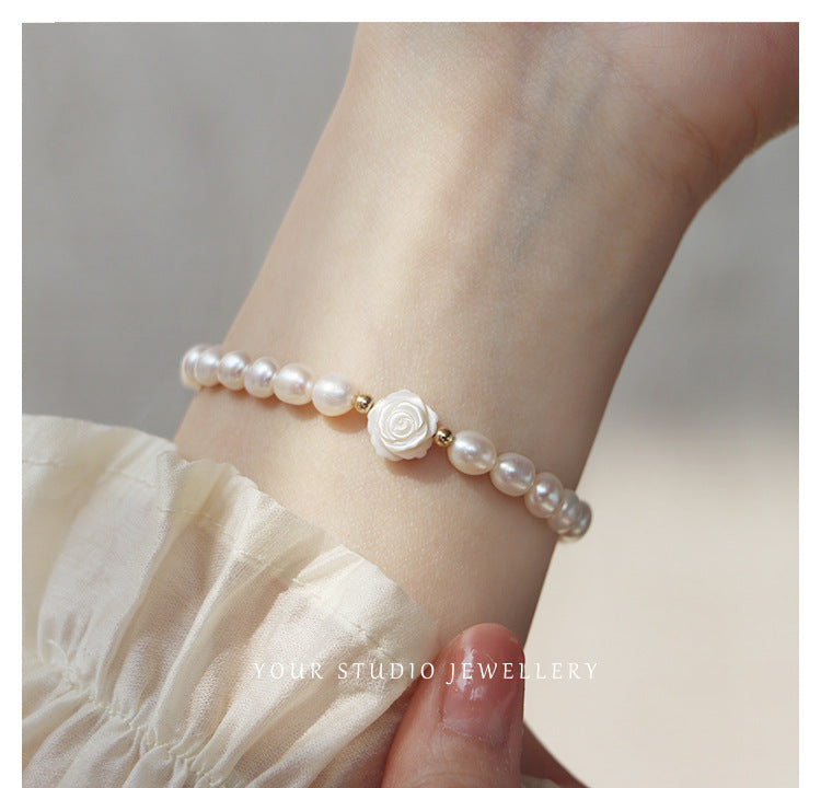 Pearl Female Design Strong Light Bells Of Ireland Elastic String Bracelets