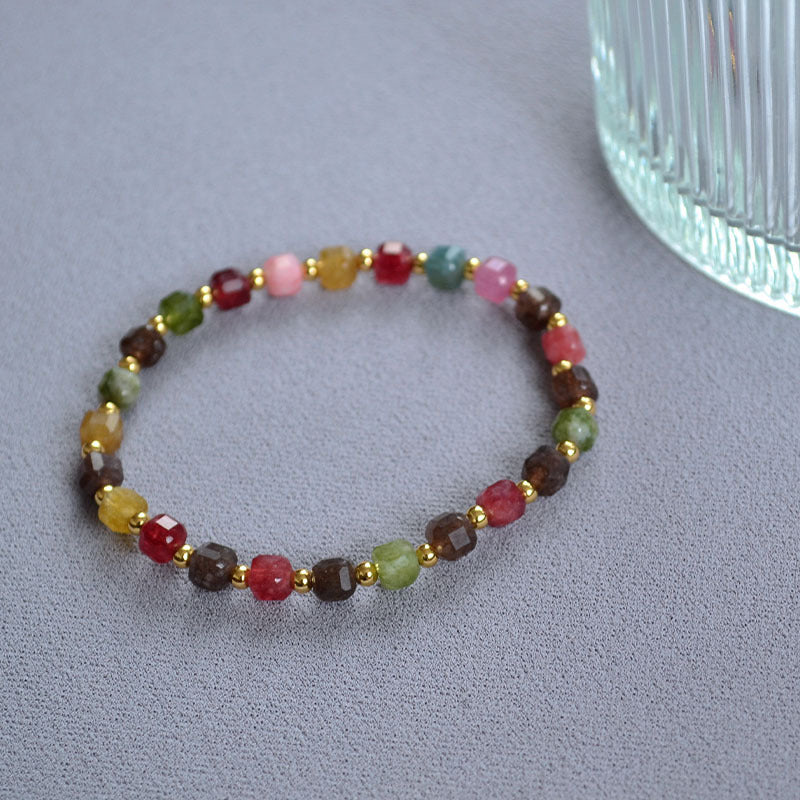 French Minority Retro Colorful Geometric Cube Sugar Cut Angle Bracelets