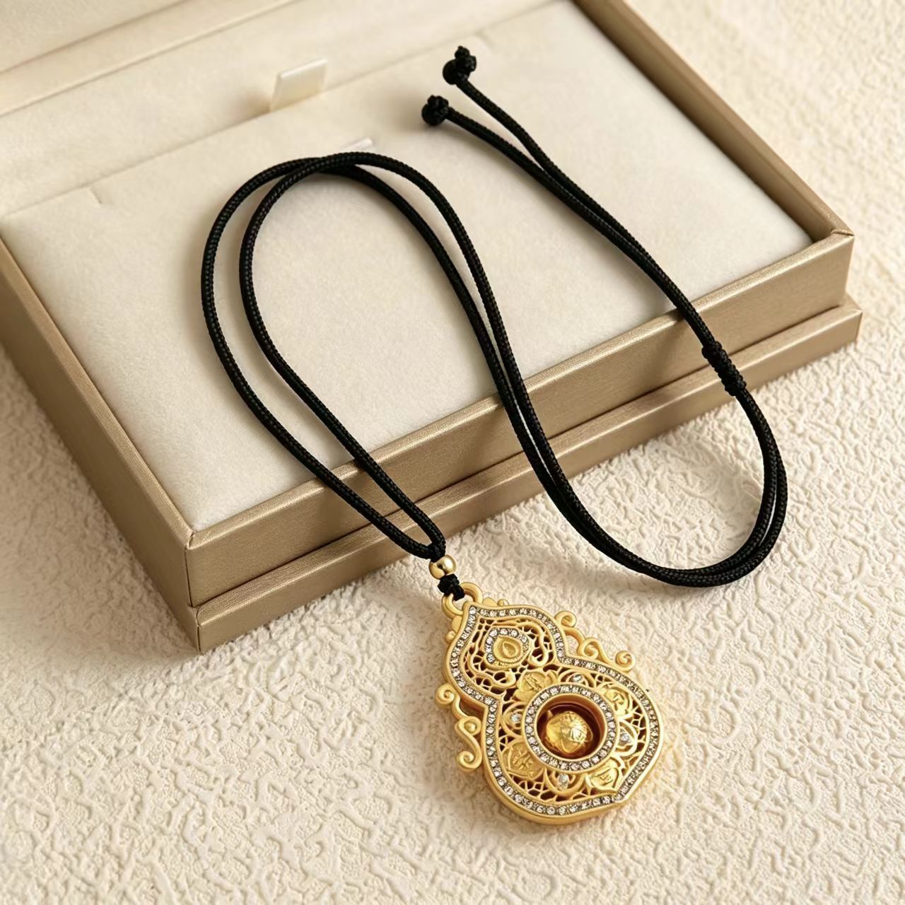 Fu Lu Chinese Sweater Chain Gold Necklace