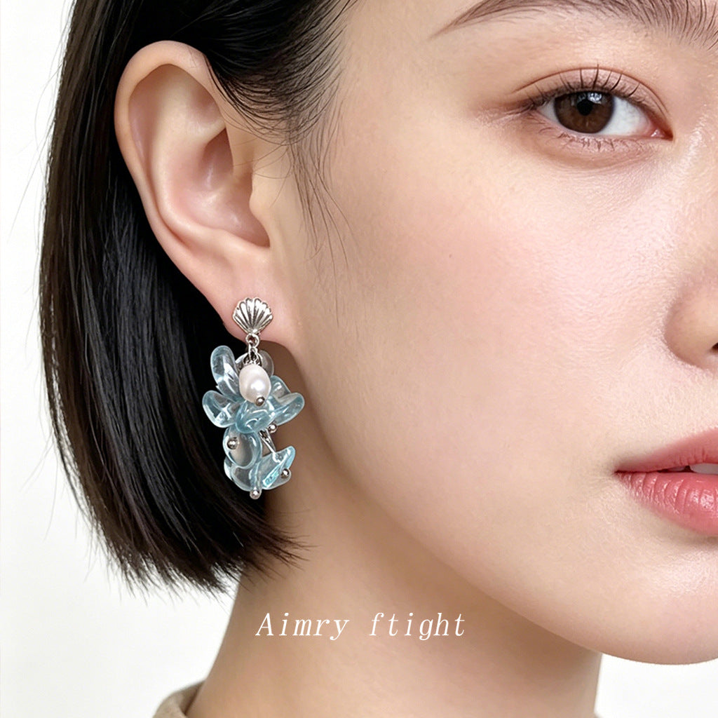 Style Glass Crystal Freshwater Pearl Handmade Earrings