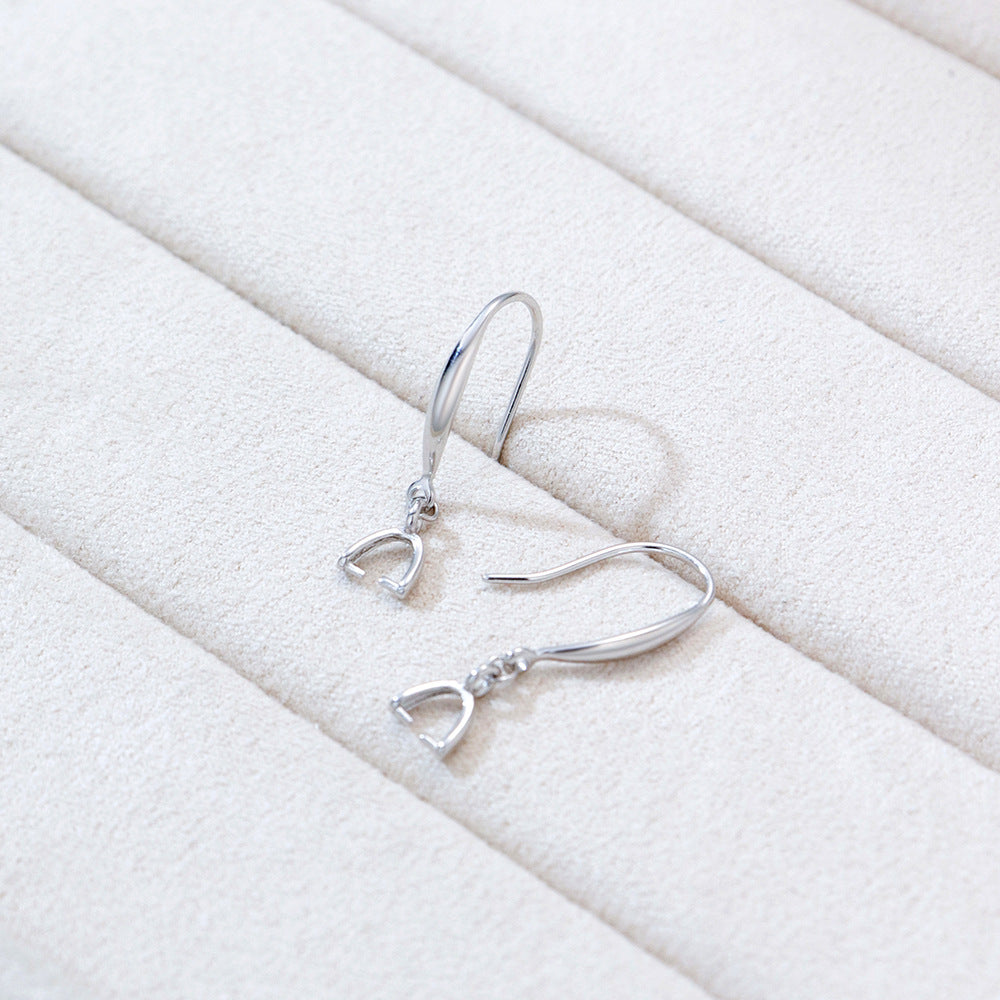 Sterling Sier Stamping Clipped Button Classic Style Personalized Ear Hook