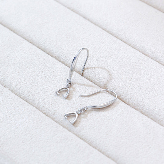 Sterling Sier Stamping Clipped Button Classic Style Personalized Ear Hook