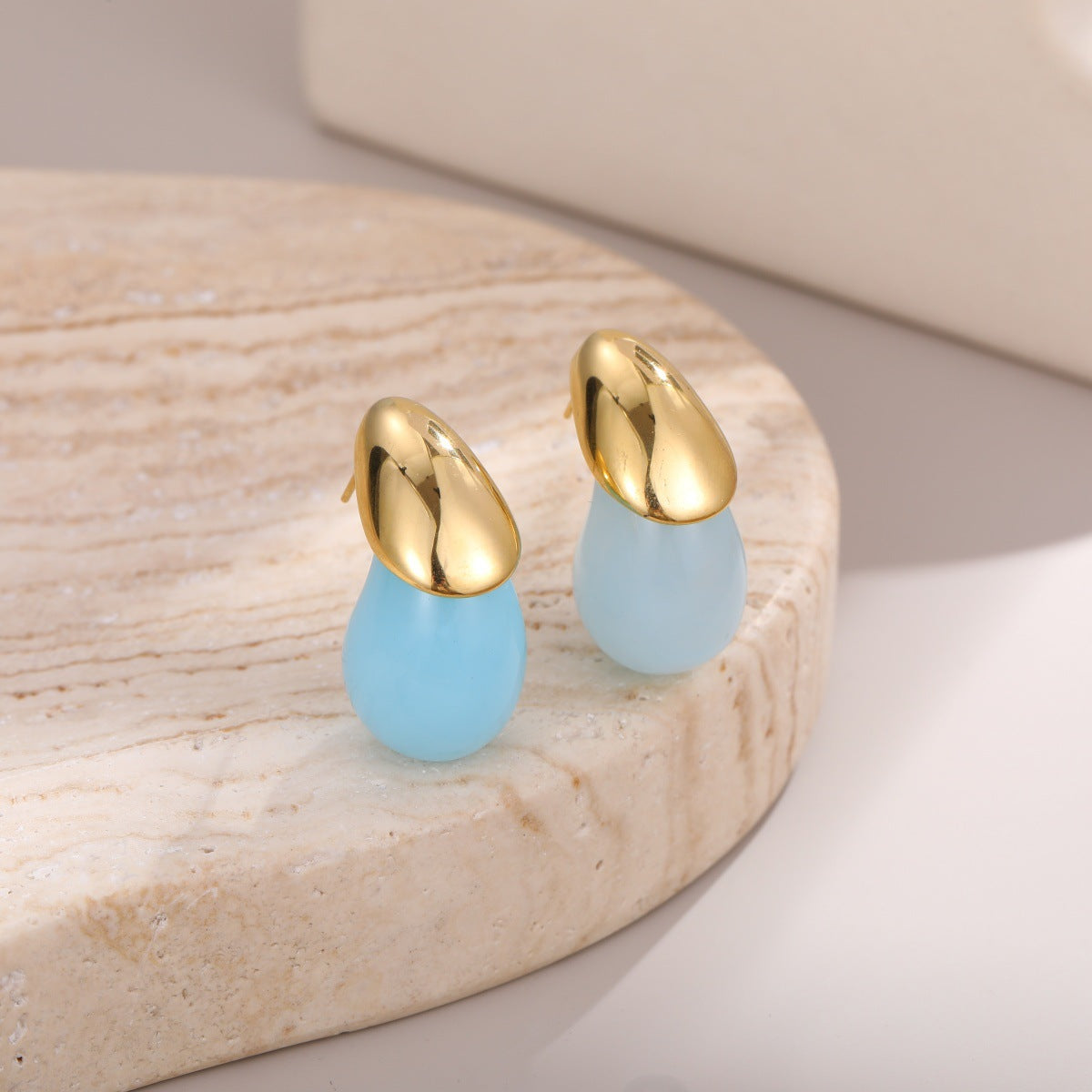 Stainless Steel Fresh Color Irregular Resin Female Niche Design Earrings
