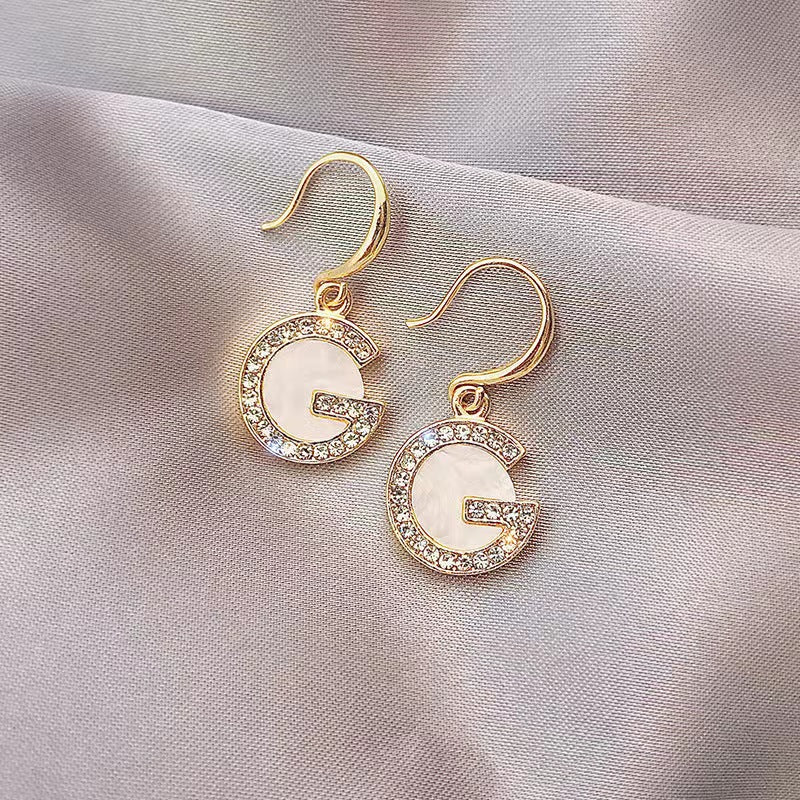 Design Style Letter Simple Cold Elegant Shell Female Sier Ear Hook