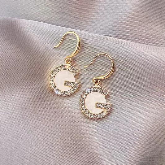 Design Style Letter Simple Cold Elegant Shell Female Sier Ear Hook