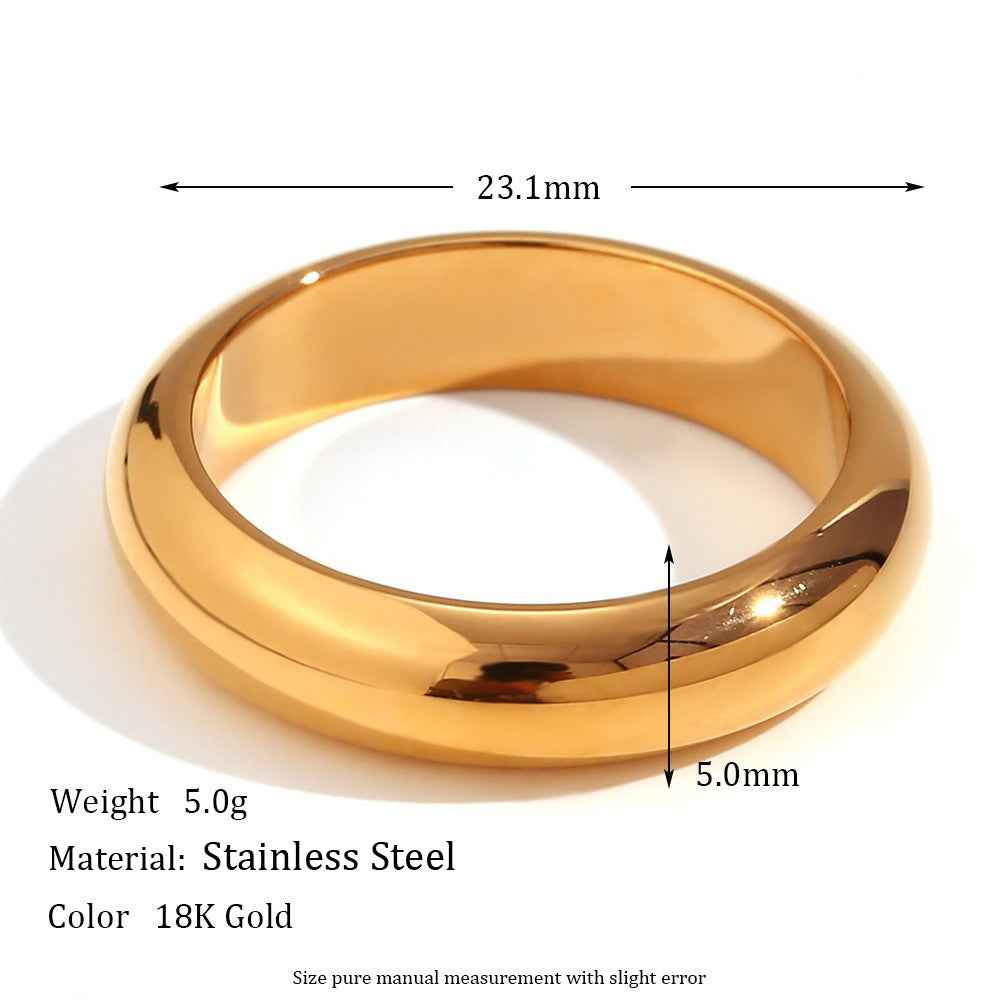 Simple Thick Stainless Steel Gold Plated Affordable Luxury Ring