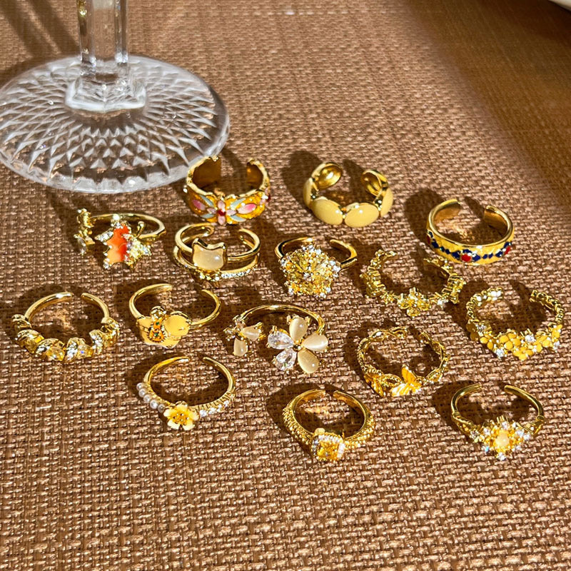 Women's Luxury Gold Retro Fashion Elegance Niche Design Open Exquisite Ring