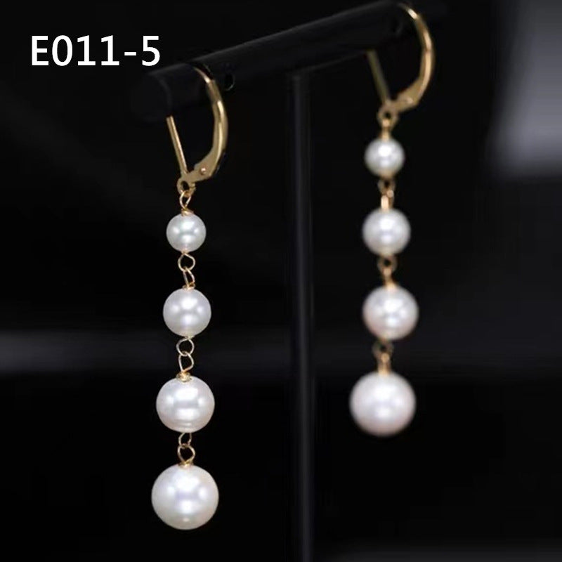 Women's Sier Needle Mermaid Pearl Retro Simple Graceful Earrings