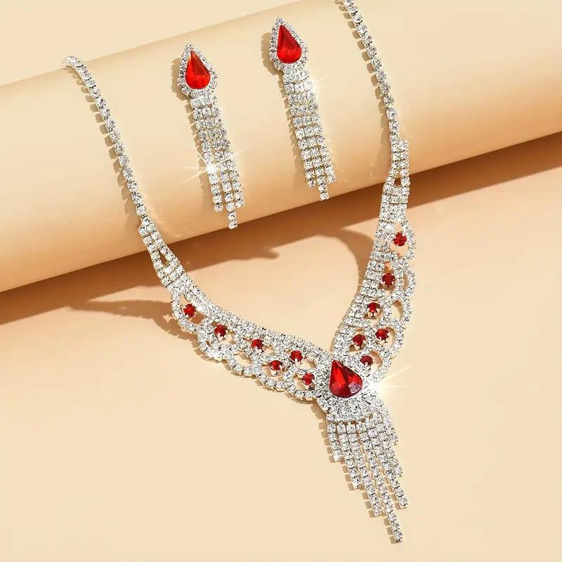 Kit Zircon Wings Water Drop Wedding Dinner Party Formal Jewelry Set