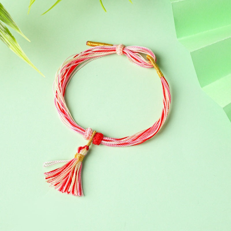 Children's Colorful Braided Rope Wrist String Safe Red Bracelet