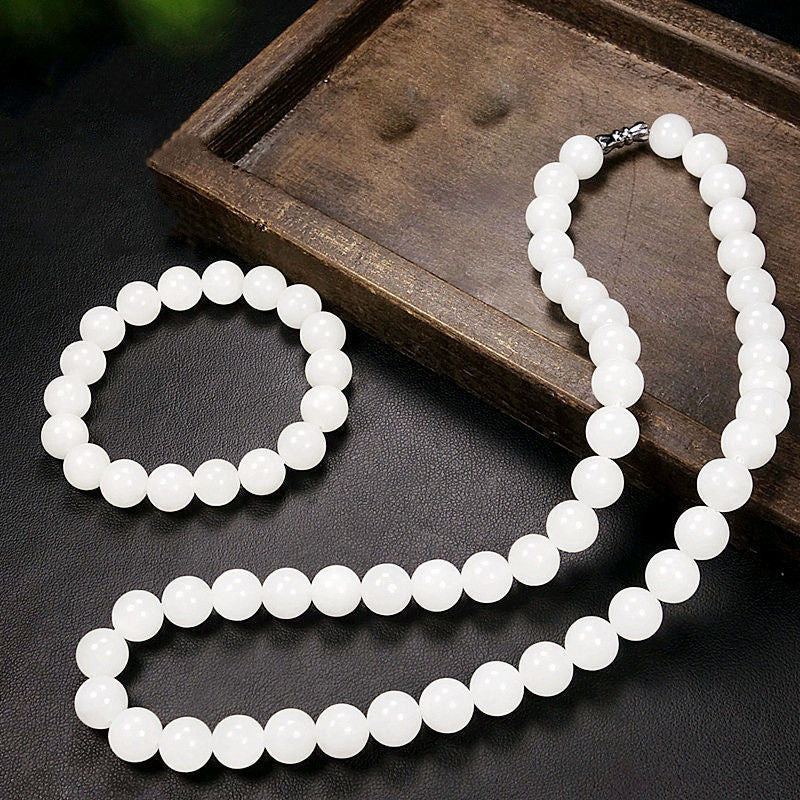 Women's Imitation Sweat White Jade Suit For Beads Necklaces