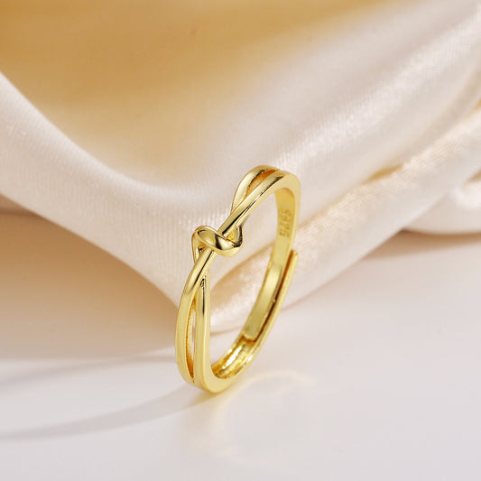 Knotted Female Niche Design Adjustable Mouth Simple Temperament Ring