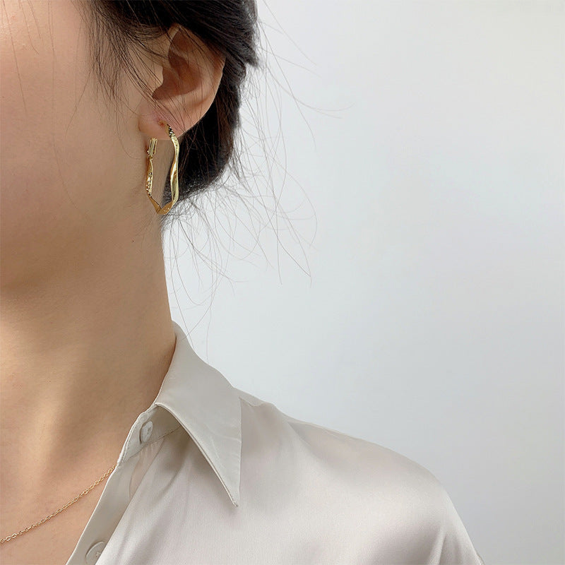 Flower Trace Metal Circle Female High Profile Generous Cold Ear Hook