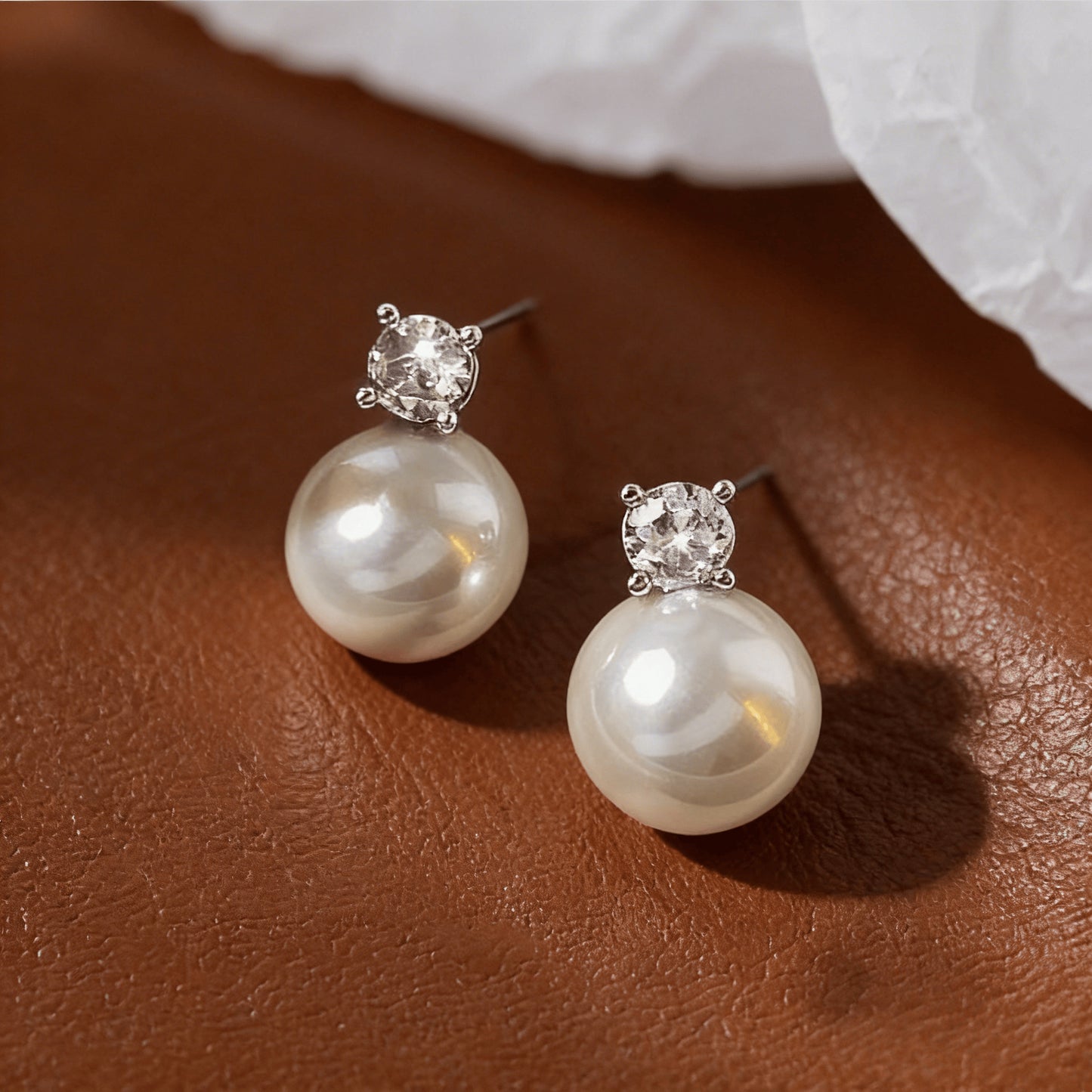 Women's Sier Diana Perfect Circle Strong Light Pearl Luxury Stud Earrings