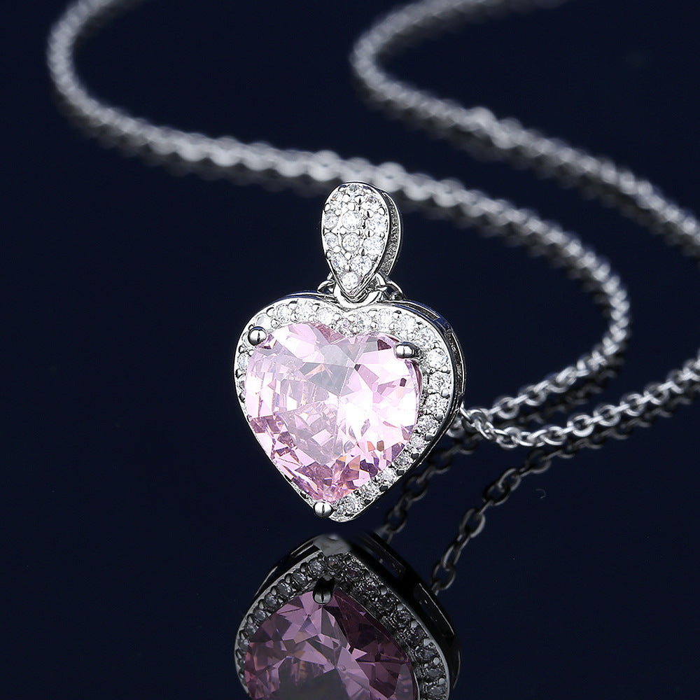 Women's Pink Crystal Zircon Suit Fashion Love Earrings