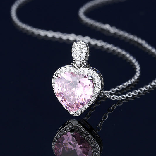 Women's Pink Crystal Zircon Suit Fashion Love Earrings