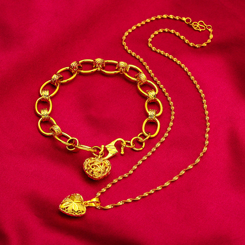 Women's Vietnam Placer Gold Heart Fashion Accessories Necklaces