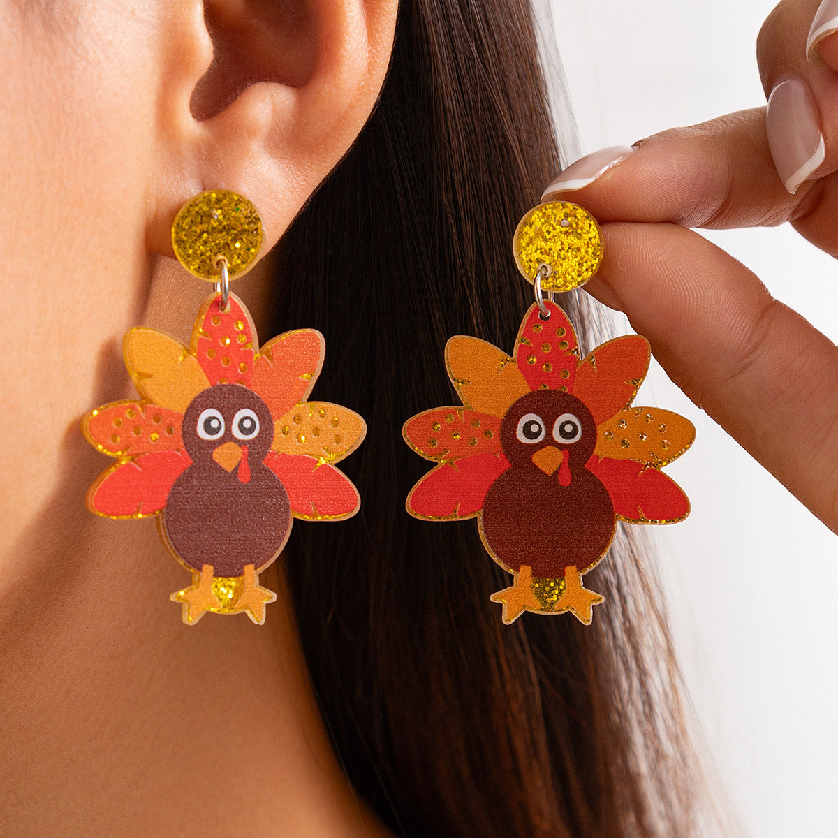 Thanksgiving Turkey Female Creative Acrylic Flash Pendants