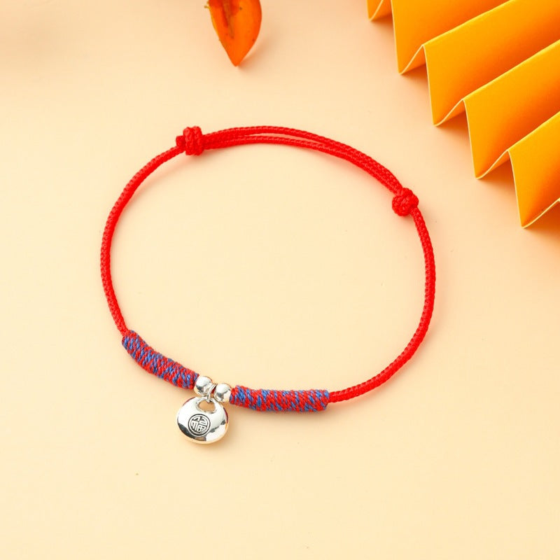 Children's Colorful Braided Rope Wrist String Safe Red Bracelet