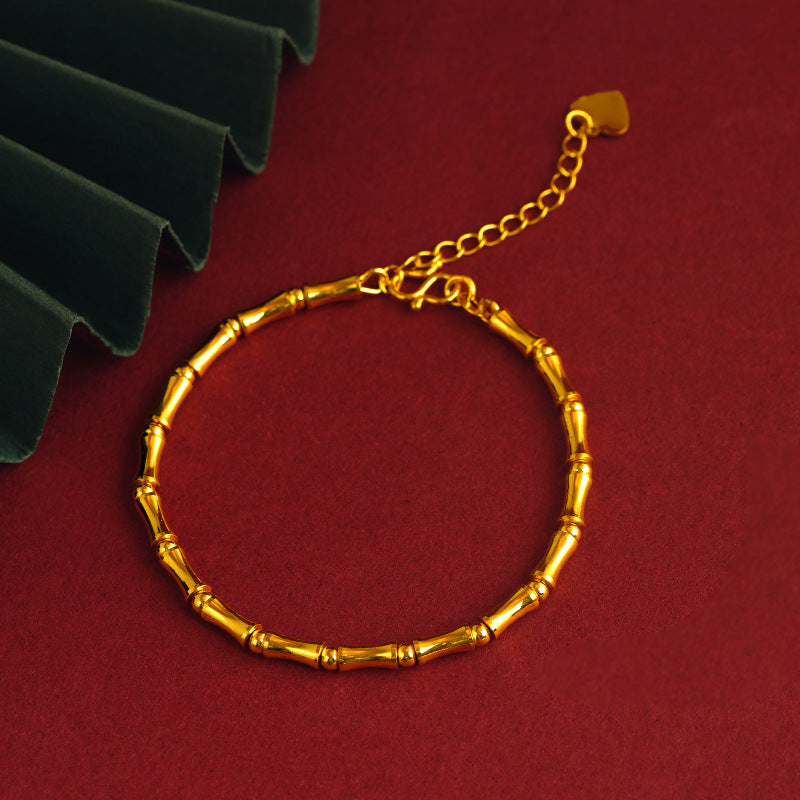 Women's Chinese Style Bamboo Joint Placer Gold Bracelets