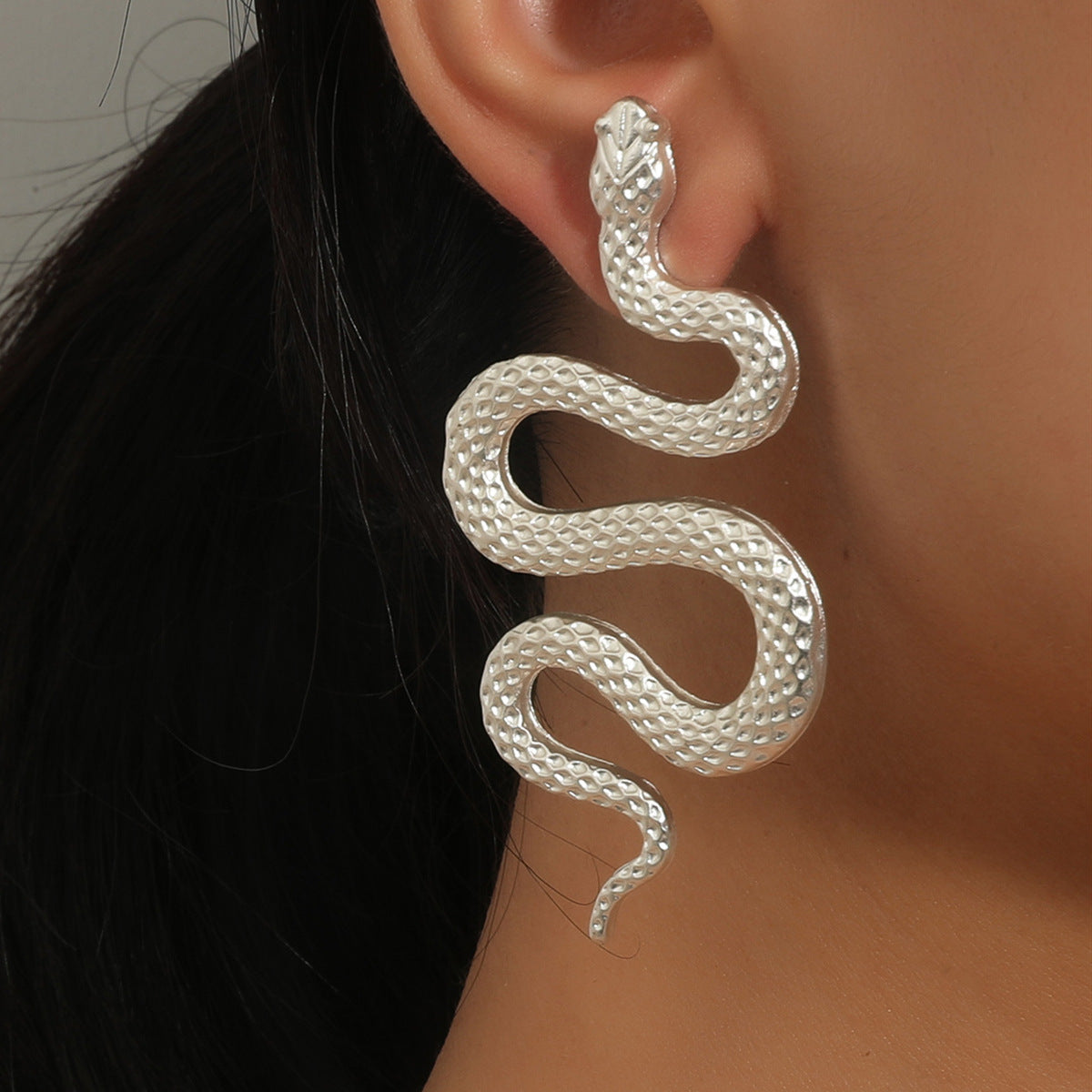 Unique Punk Style Snake Trendy Carved Snake-shaped Street Earrings