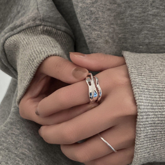 Women's Design Dual Layer Open-end Simple Fashion Personalized Index Finger Light Ring