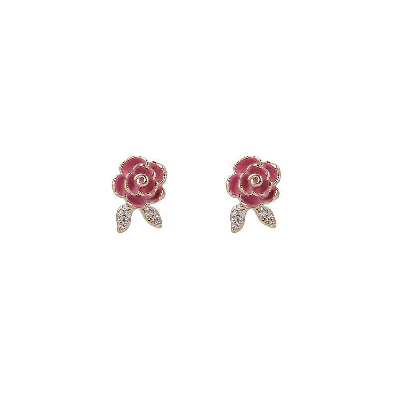 Of Pink Flower Sier Female Sweet Earrings