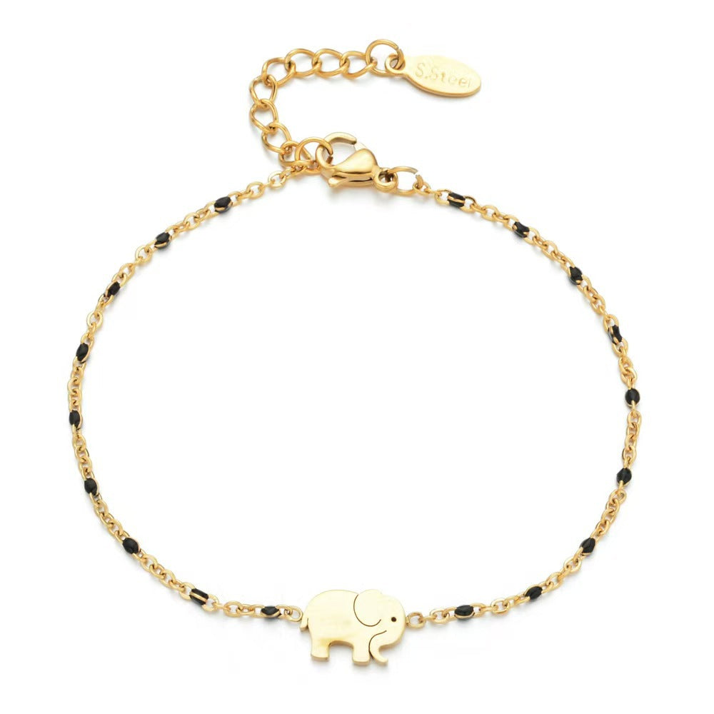 Bohemian Stainless Steel Female Creative Elephant Color Bead Strand Does Bracelet