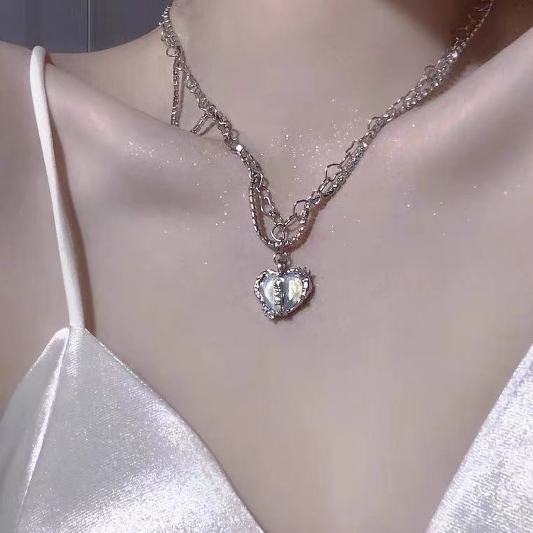Pearl Design Sense Light Luxury Minority Asymmetric Clavicle Chain Cold Necklaces
