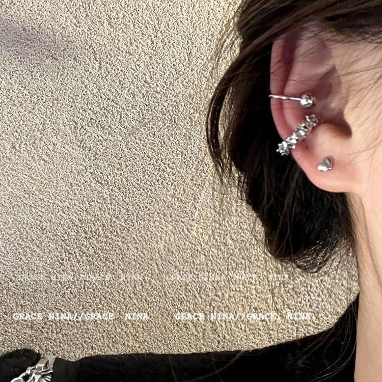 Clip Female Star Awn Niche Design Earrings