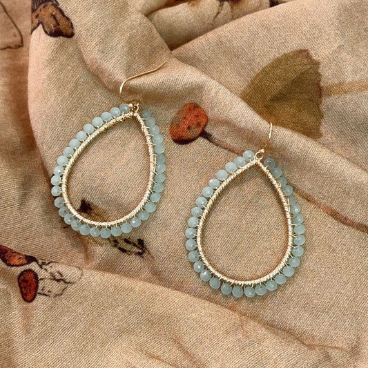 Drop-shaped Handmade Woven Crystal Beaded Bohemian Earrings