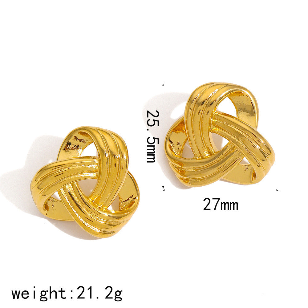 Women's Thread Love Titanium Steel Ear Gold Earrings