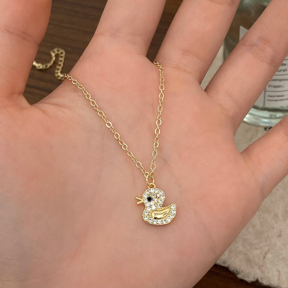 Style Cute Micro Inlaid Zircon Little Duck Earrings