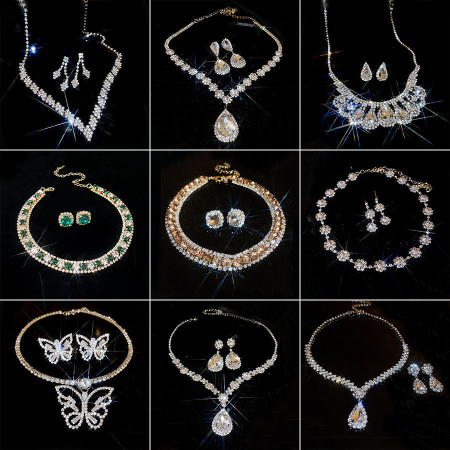Diamond Geometric Suite Light Luxury Clavicle Jewelry Set