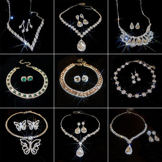Diamond Geometric Suite Light Luxury Clavicle Jewelry Set