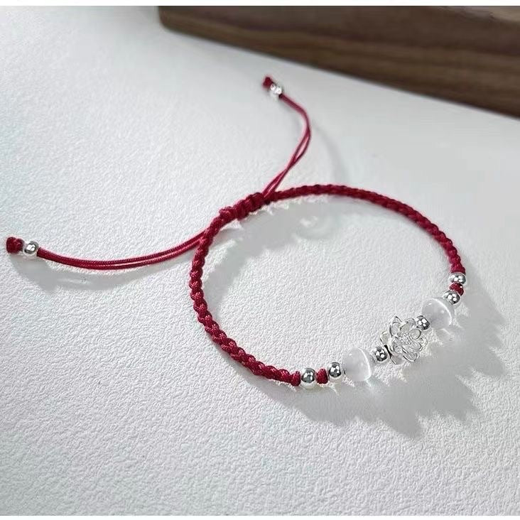 Women's Chinese Lotus Ancient Style Hand-woven Adjustable Carrying Strap National Couple Bracelet