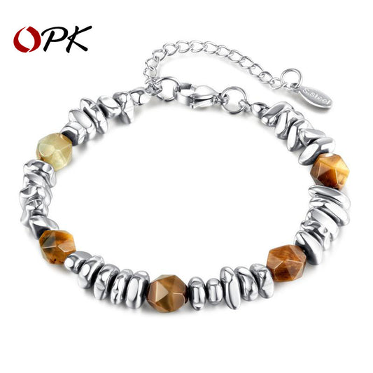 Women's & Men's Fashion Stainless Steel Natural Yellow Tigereye Bracelets