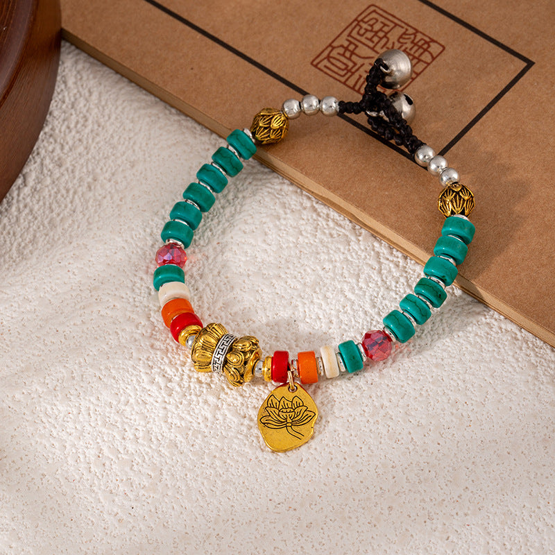 Colorful Turquoise Retro Artistic Personality Nepal Creative Crafts Braid Bracelet