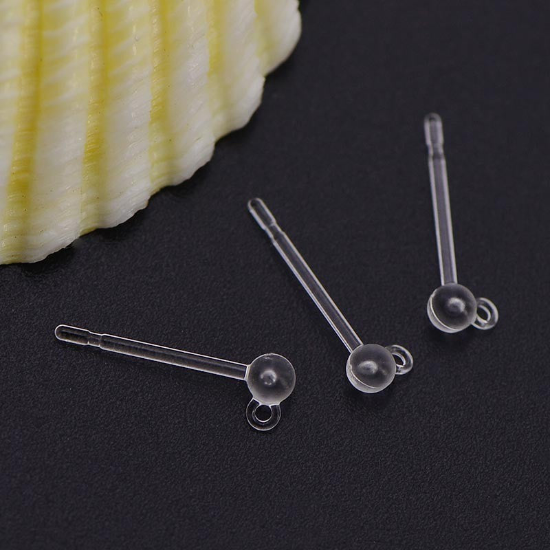 Plastic Auricular Needle Flat Ear Transparent Stud Earrings