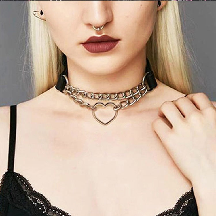 Shaped Chain Neckband Fashion Leather Love Necklaces