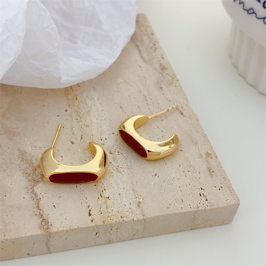 Women's Style Simple Enamel Drip Glazed Shaped Earrings