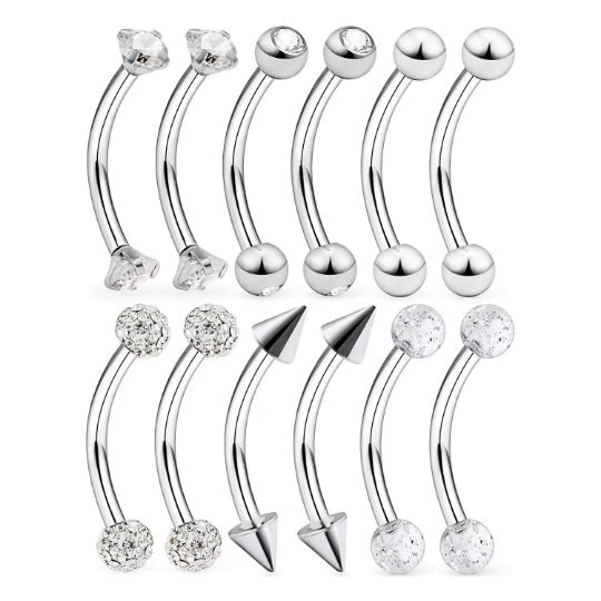 Steel Brow Nail Labret Piercing Sequins Transparent Acrylic Ball Stud Earrings