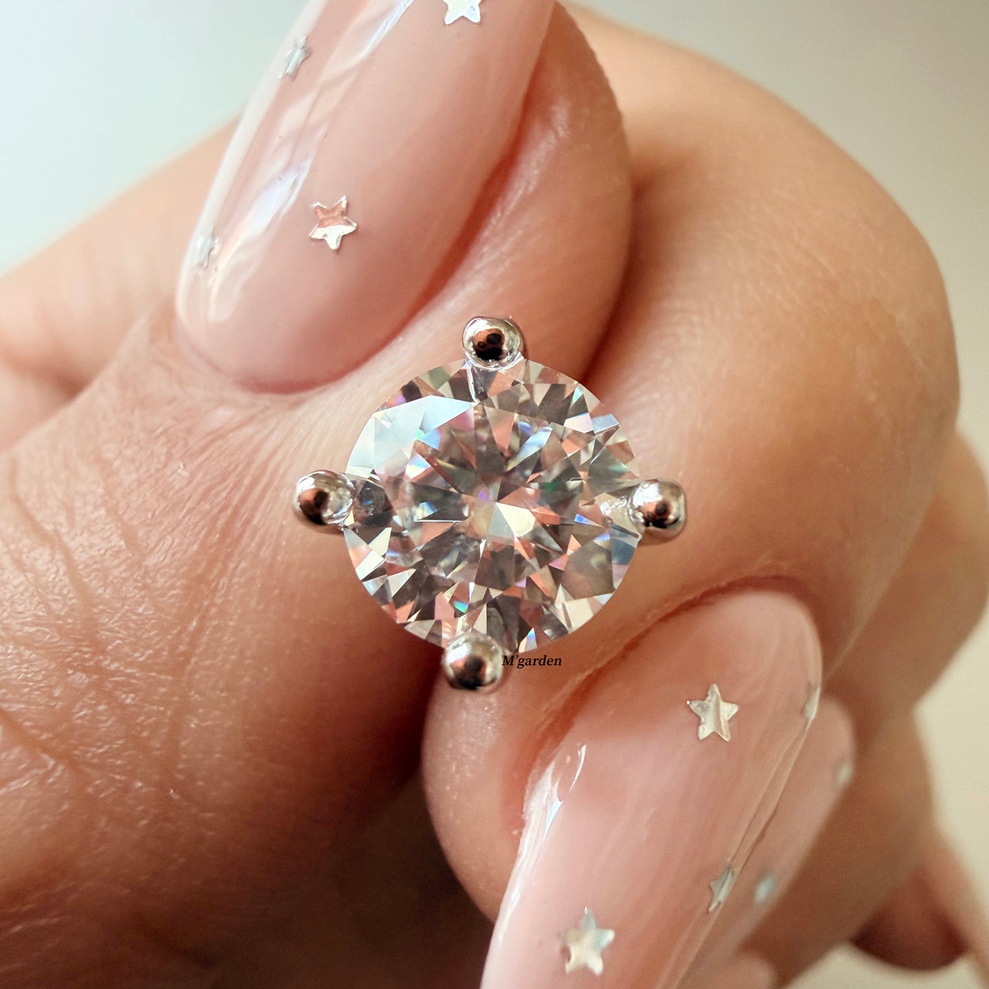 Zircon Ear Bone Sier Thread Flat Rivet Rings