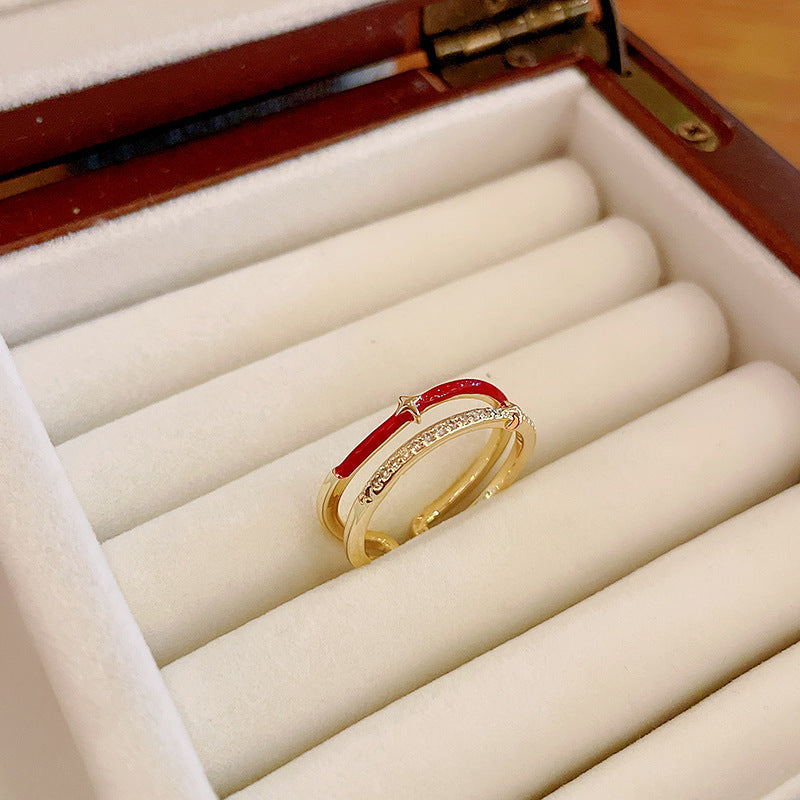 Gold-plated Zircon Geometric Open Korean Style Rings