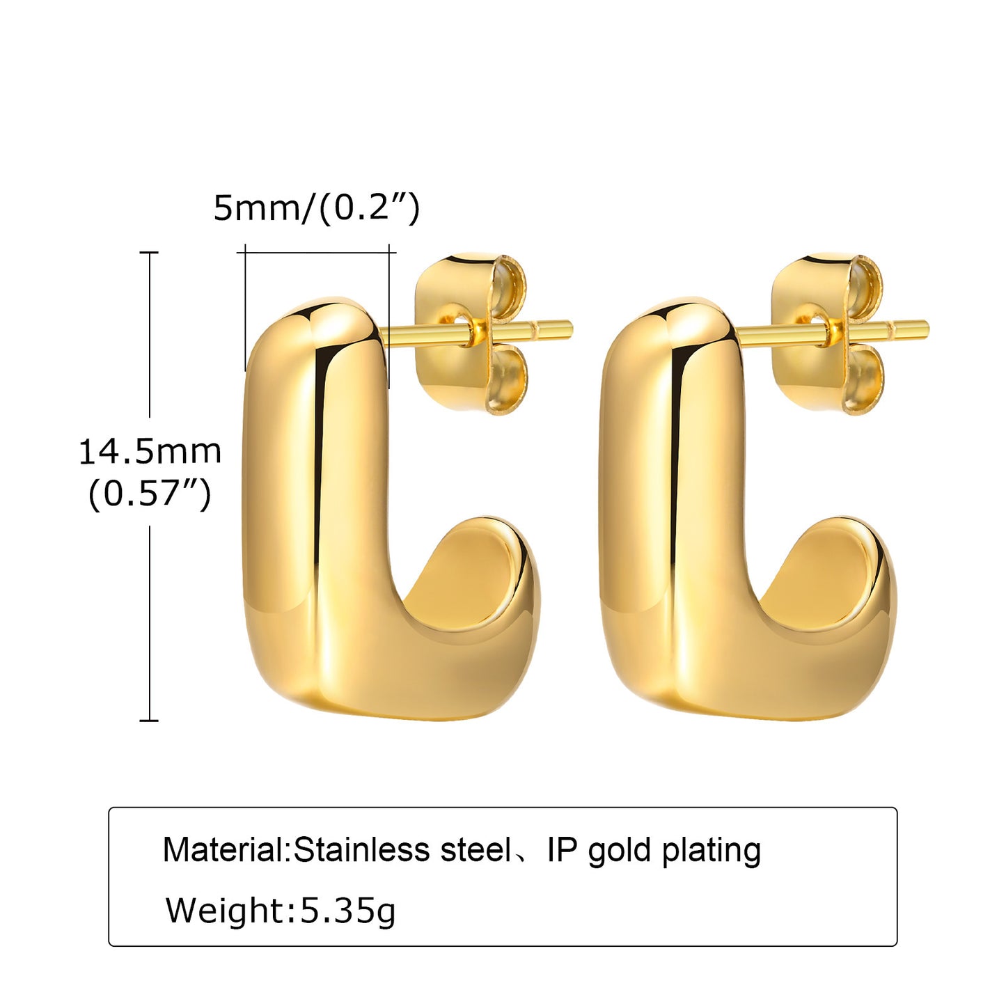 Women's Stainless Steel Light Geometric Gold Color Earrings
